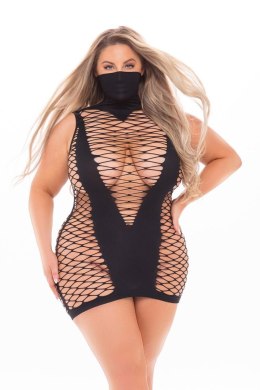MASQUERADE DRESS WITH MASK BLACK, PLUS SIZE