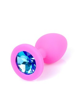 Plug-Jawellery Pink Silikon PLUG Small- Light Blue Diamond