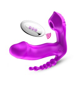 Stymulator-Silicone Panty Vibrator USB, 7 vibrations, Heating, 7 Frequency Of Sucking, Purple