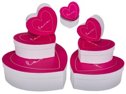 Pudełko prezentowe w kształcie serca 6 szt-white/dark pink coloures present box set of 6