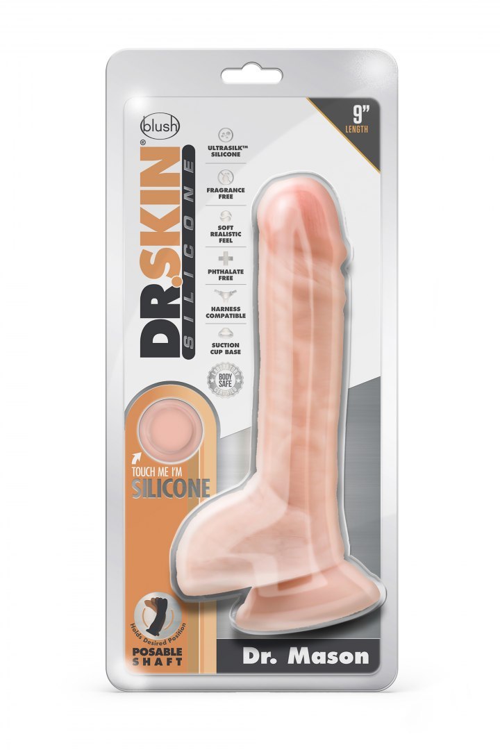 DR. SKIN SILICONE DR. MASON 9 INCH DILDO WITH SUCTION CUP VANILLA